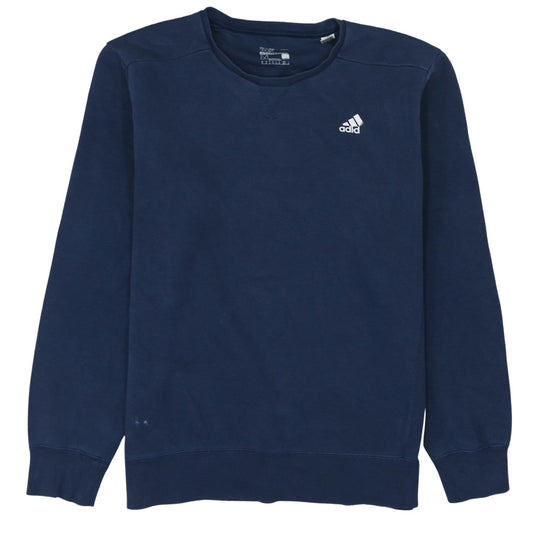 Adidas Men Blue Pullover Sweatshirt Crew Neck Size M Regular Fit