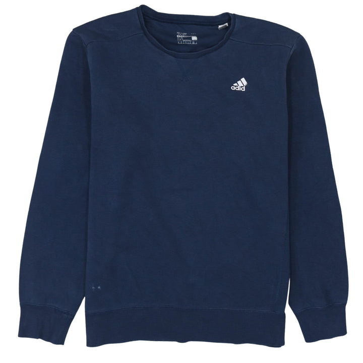 Adidas Men Blue Pullover Sweatshirt Crew Neck Size M Regular Fit