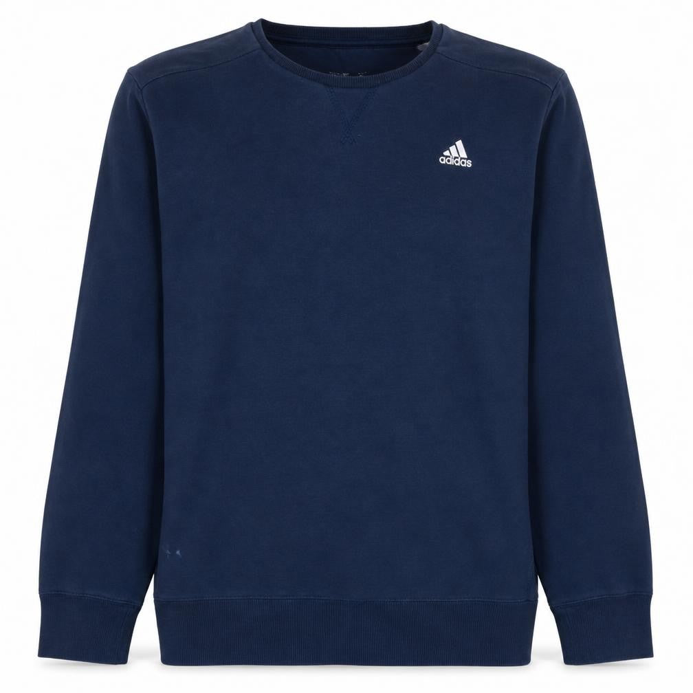 Front view of Adidas Men Blue Pullover Sweatshirt Crew Neck, size M, Regular Fit