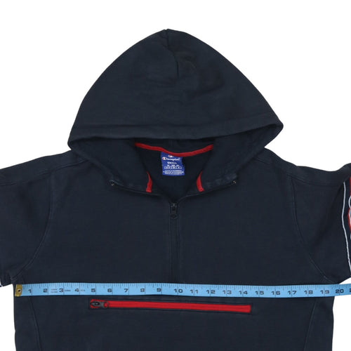 Champion Men's Blue 1/4 Zip Hoodie Small Regular Fit Logo Sportswear