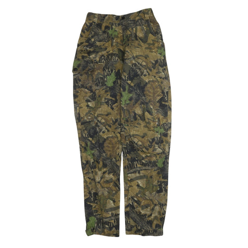 Base Camp Men's Green Camouflage Cargo Trousers Size L