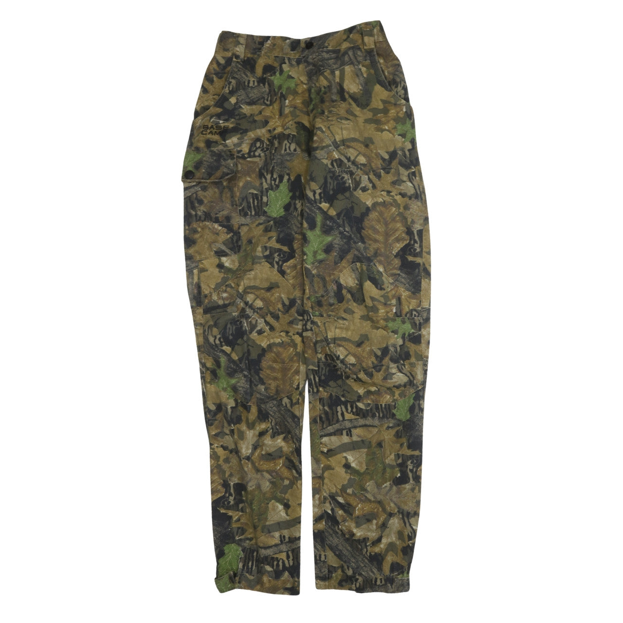 Base Camp Men's Green Camouflage Cargo Trousers Size L