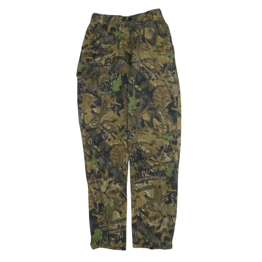 Base Camp Men's Green Camouflage Cargo Trousers Size L
