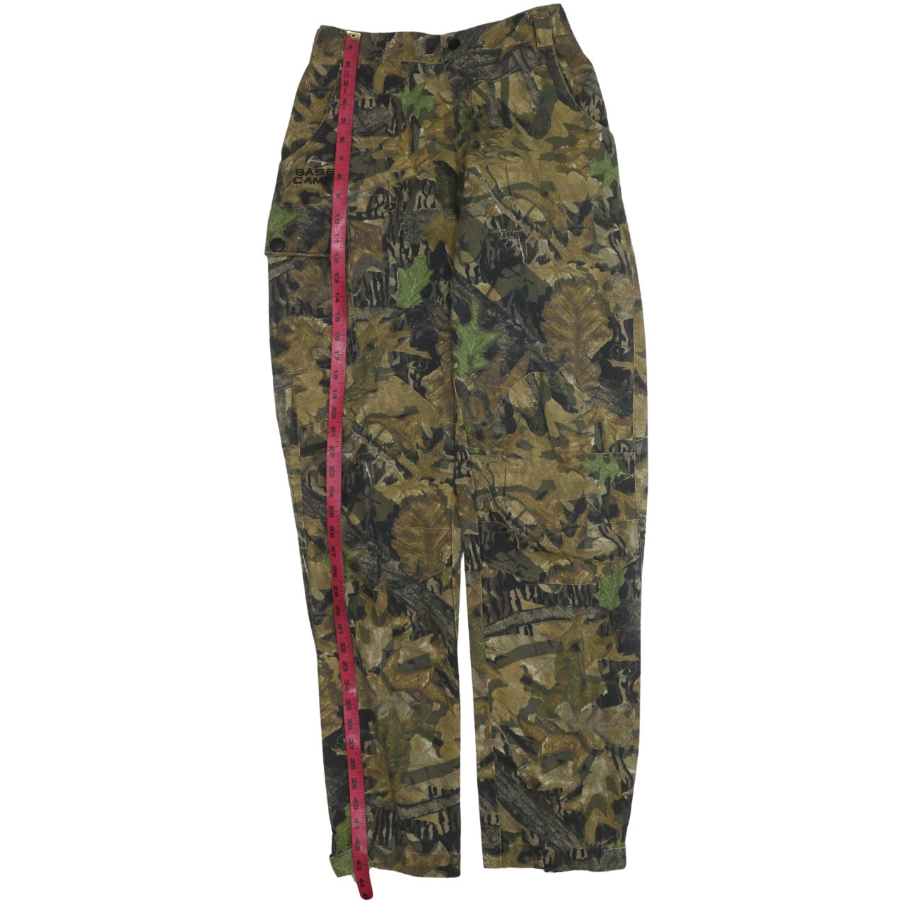 Base Camp Men's Green Camouflage Cargo Trousers Size L