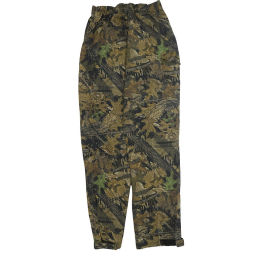 Base Camp Men's Green Camouflage Cargo Trousers Size L
