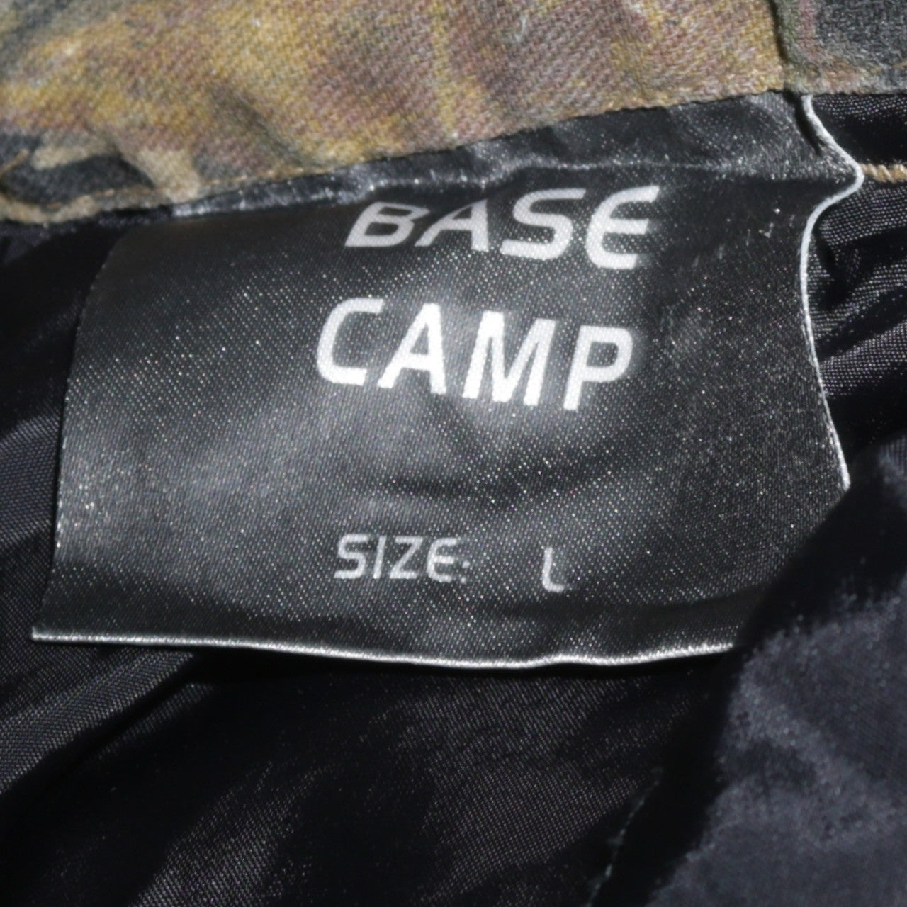 Base Camp Men's Green Camouflage Cargo Trousers Size L