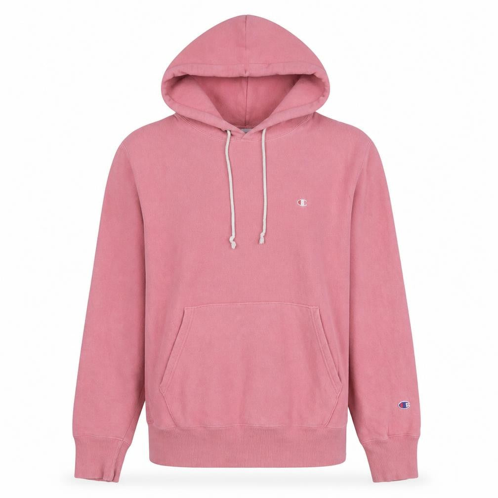 Front view of Champion Women's Pink Reverse Weave Pullover Hoodie Medium Cotton Blend