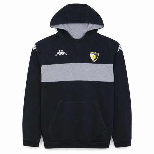 Front view of Kappa men’s black large pullover hoodie with logo grpt de l'auzon