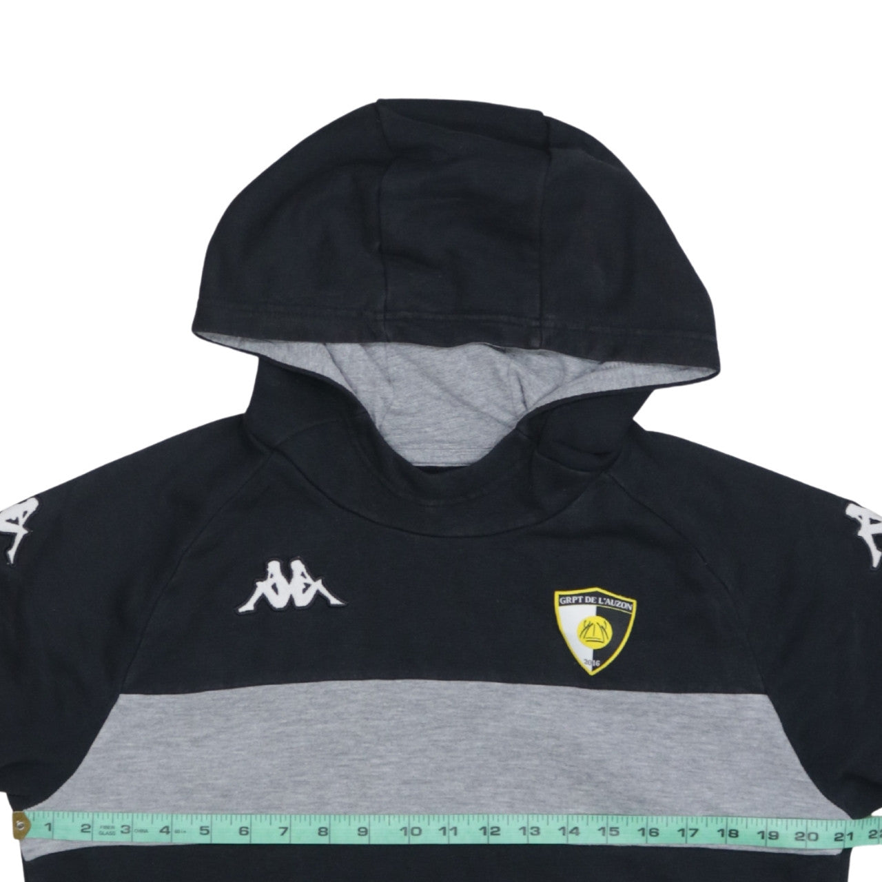 Kappa Mens Black Large Pullover Hoodie with Logo GRPT DE L'AUZON