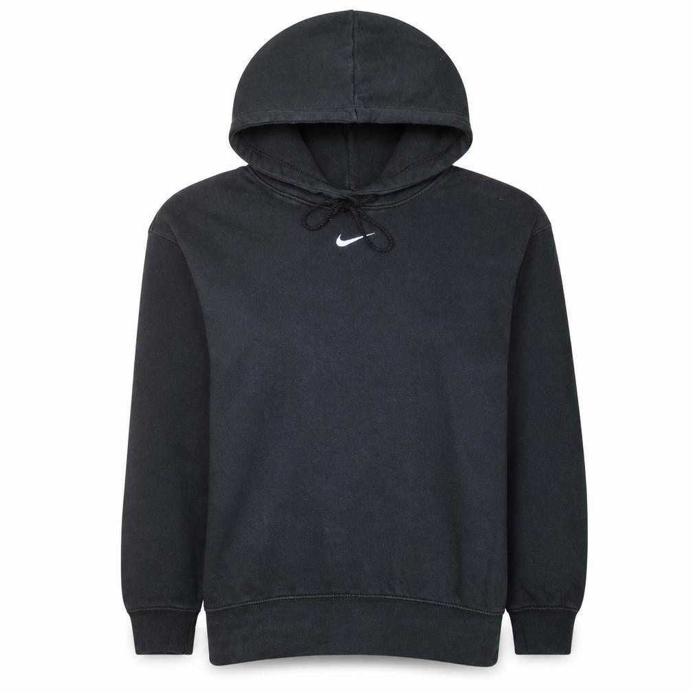 Front view of Nike women’s black xs pullover hoodie 80% cotton 20% polyester
