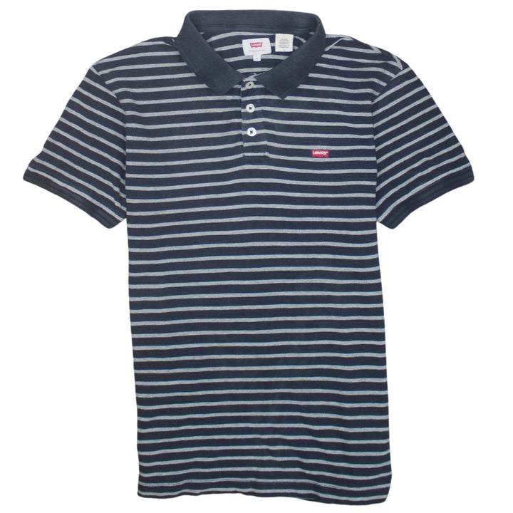 Levi's Men's Blue Striped Short Sleeve Polo Shirt Size M