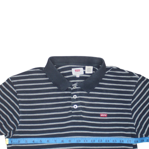 Levi's Men's Blue Striped Short Sleeve Polo Shirt Size M