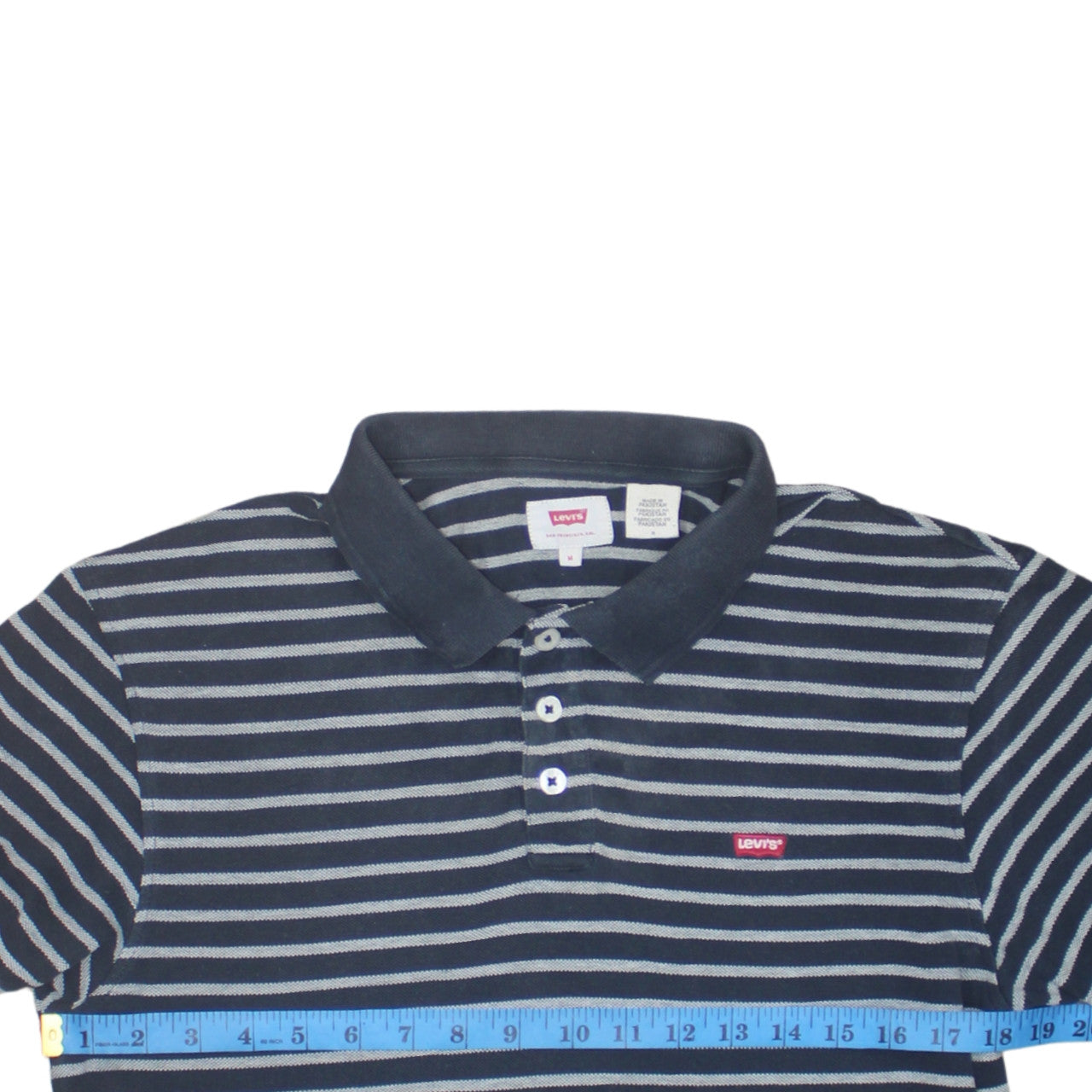 Levi's Men's Blue Striped Short Sleeve Polo Shirt Size M