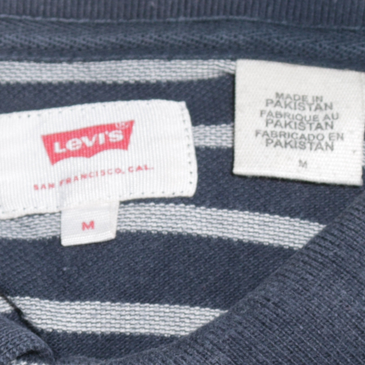Levi's Men's Blue Striped Short Sleeve Polo Shirt Size M