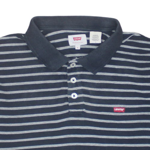 Levi's Men's Blue Striped Short Sleeve Polo Shirt Size M