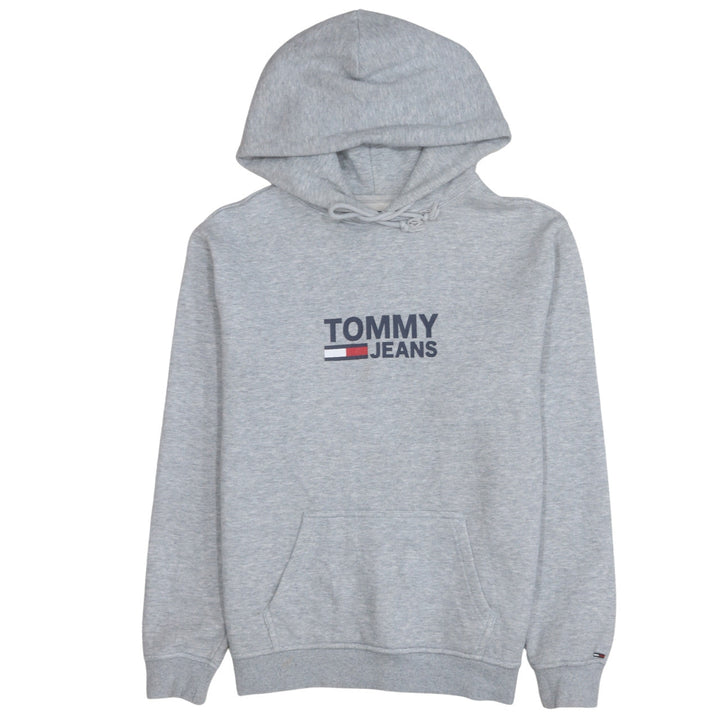 Tommy Jeans Men's Grey S Pullover Hoodie with Logo, Regular Fit