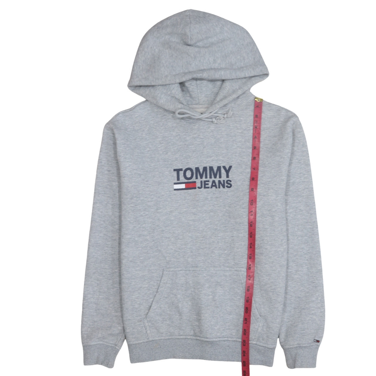 Tommy Jeans Men's Grey S Pullover Hoodie with Logo, Regular Fit