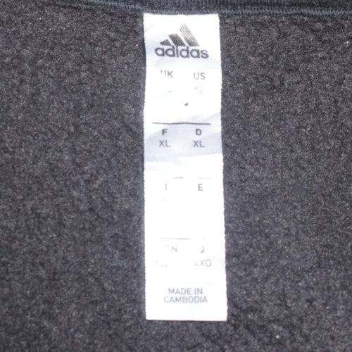 Adidas Mens Black XL Pullover Hoodie with Logo and Pockets