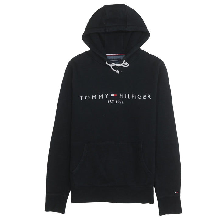 Tommy Hilfiger Men's Black Pullover Hoodie M Logo Embroidered Sweatshirt