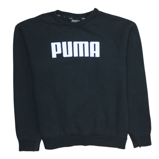 Puma Men's Black Pullover Sweatshirt S Logo Crew Neck Fleece