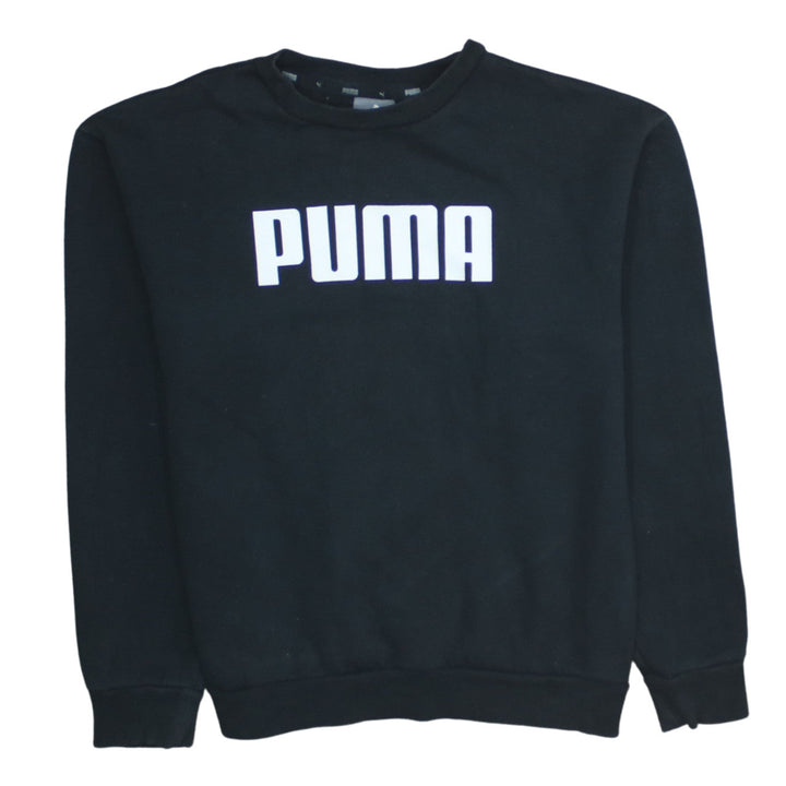 Puma Men's Black Pullover Sweatshirt S Logo Crew Neck Fleece
