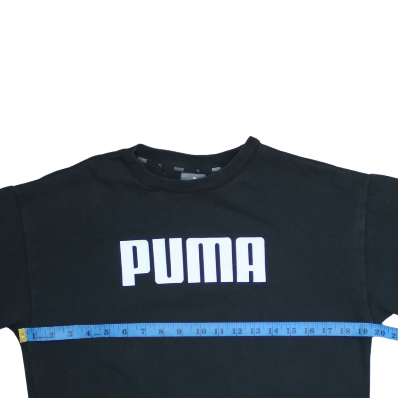 Puma Men's Black Pullover Sweatshirt S Logo Crew Neck Fleece