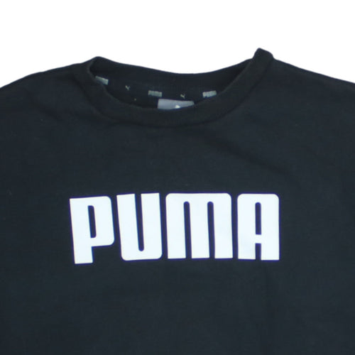 Puma Men's Black Pullover Sweatshirt S Logo Crew Neck Fleece