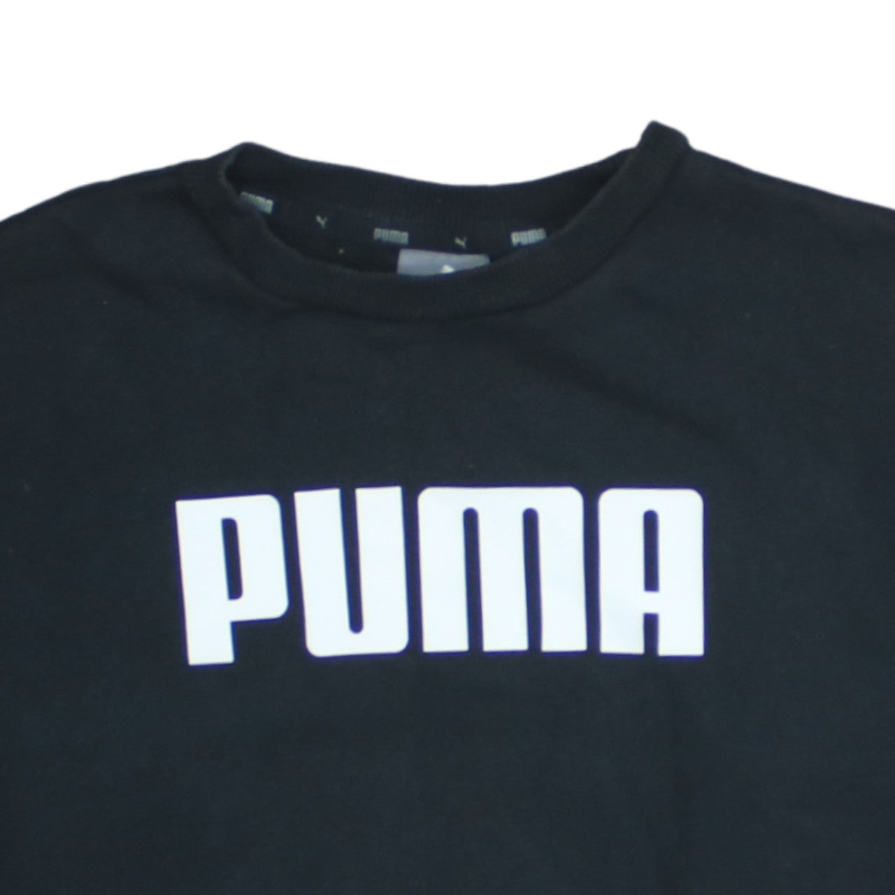 Puma Men's Black Pullover Sweatshirt S Logo Crew Neck Fleece
