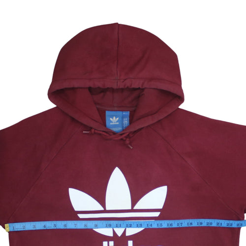Adidas Mens Red Pullover Hoodie Large Regular Fit Logo Fleece