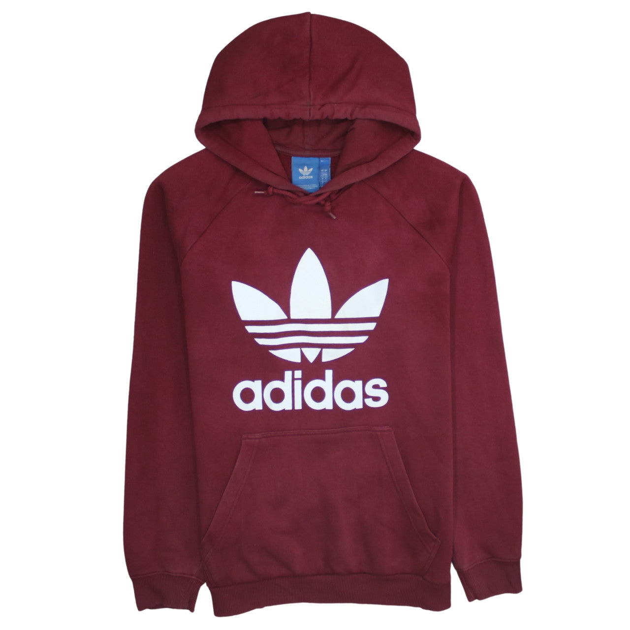 Adidas Mens Red Pullover Hoodie Large Regular Fit Logo Fleece