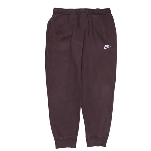 Nike Men Brown Fleece Sweatpants L Elastic Waist Tapered Fit