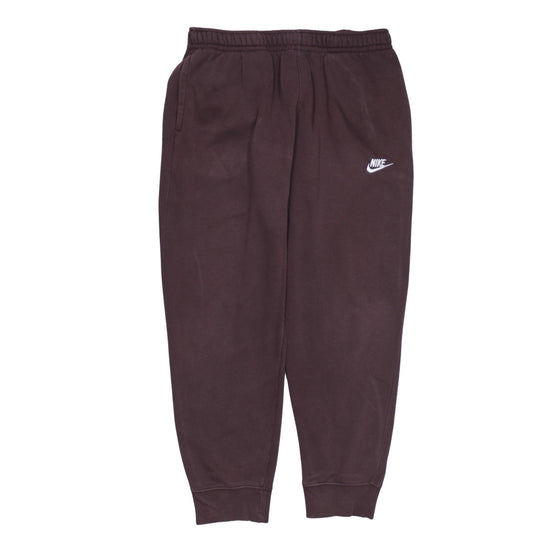 Nike Men Brown Fleece Sweatpants L Elastic Waist Tapered Fit