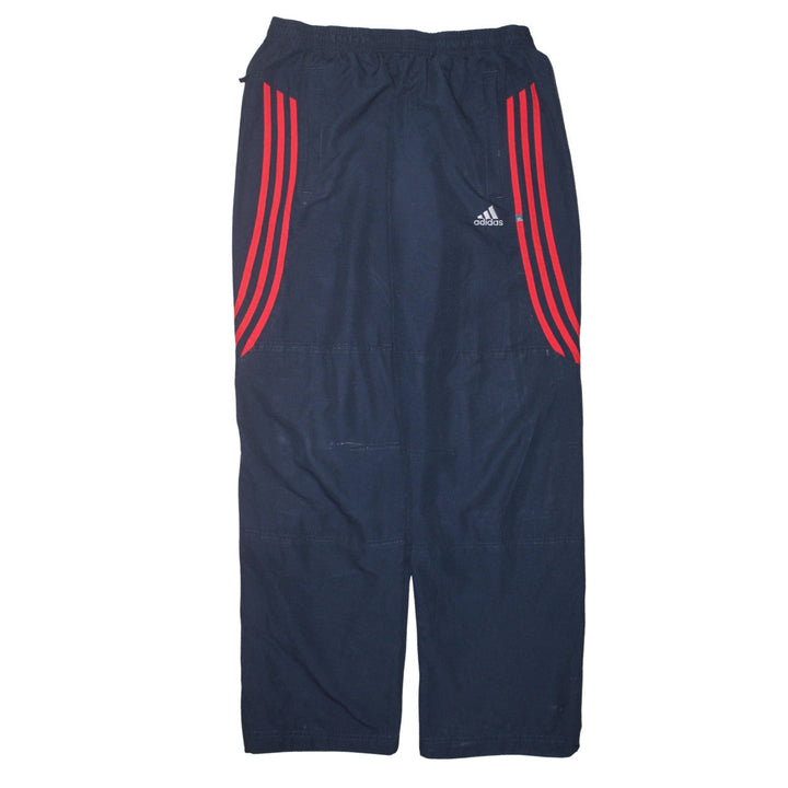 Adidas Men's Blue Jogger Trousers with Red Stripes Size M