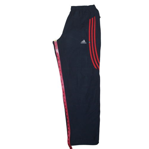 Adidas Men's Blue Jogger Trousers with Red Stripes Size M