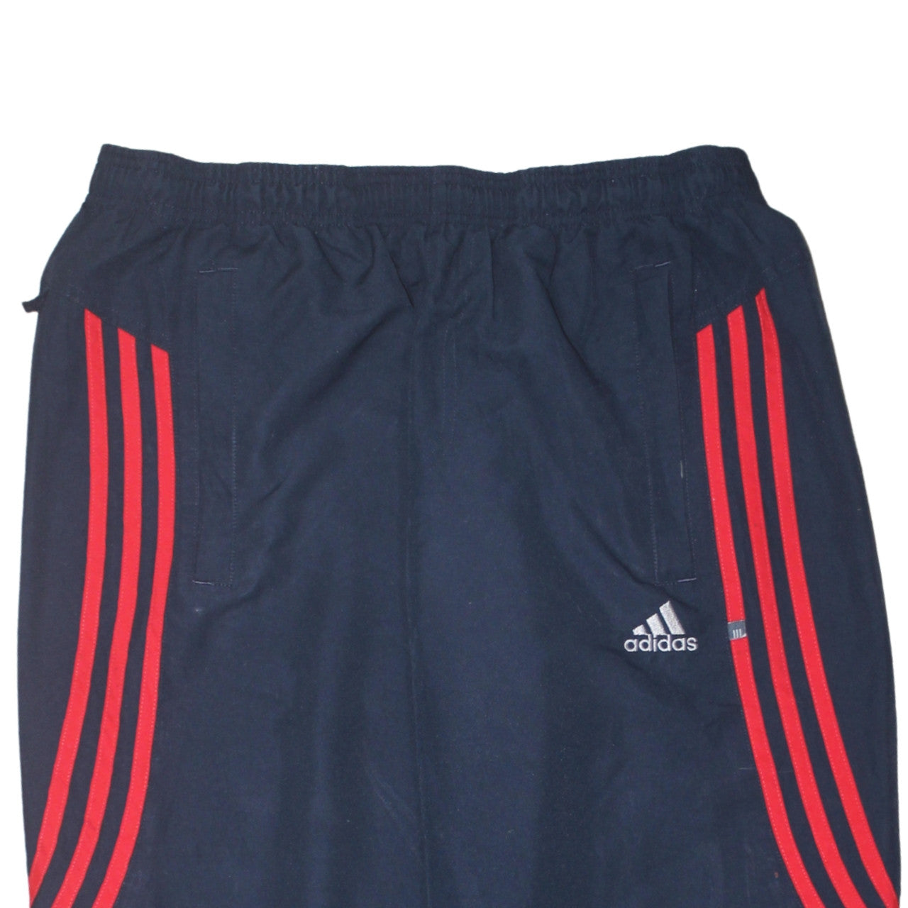 Adidas Men's Blue Jogger Trousers with Red Stripes Size M