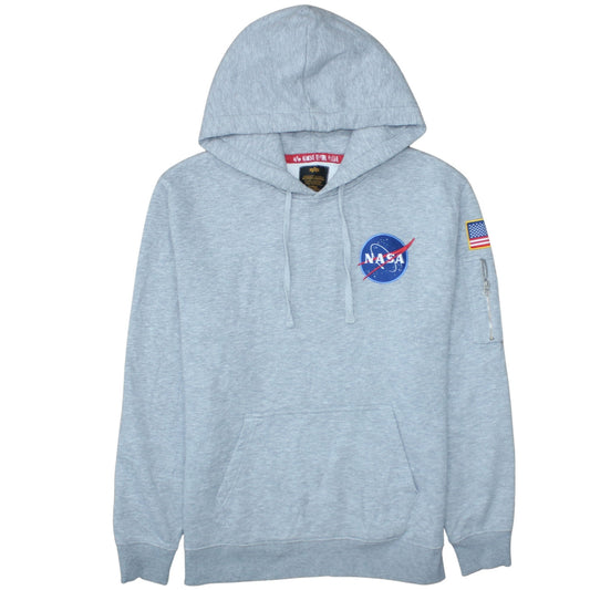 Alpha Industries Men's Grey NASA Pullover Hoodie XL Graphic Fleece