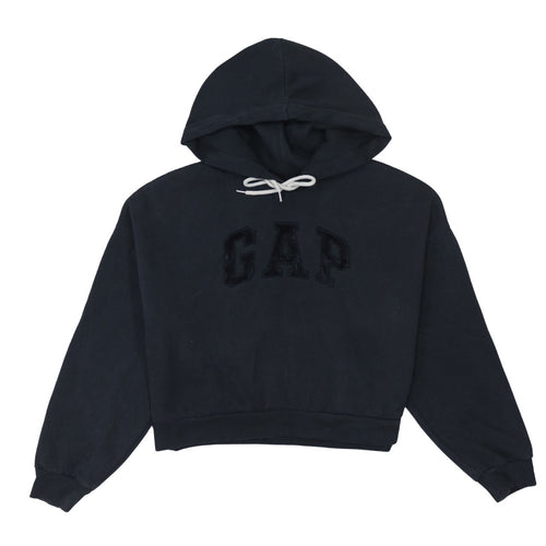 GAP Women Black Small Pullover Hoodie with Logo Detail