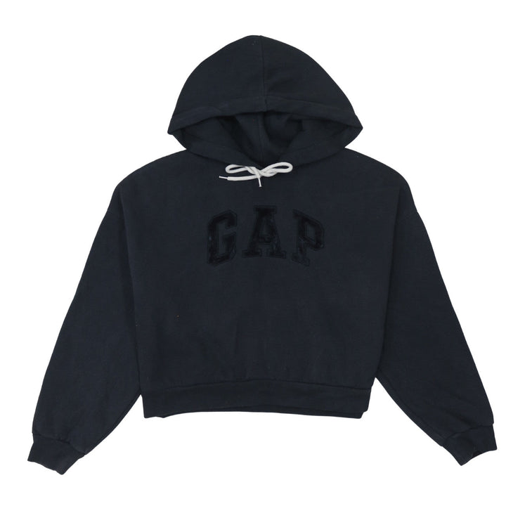 GAP Women Black Small Pullover Hoodie with Logo Detail