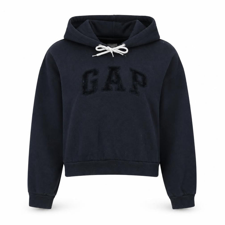 Gap Women Black Small Pullover Hoodie with Logo Detail