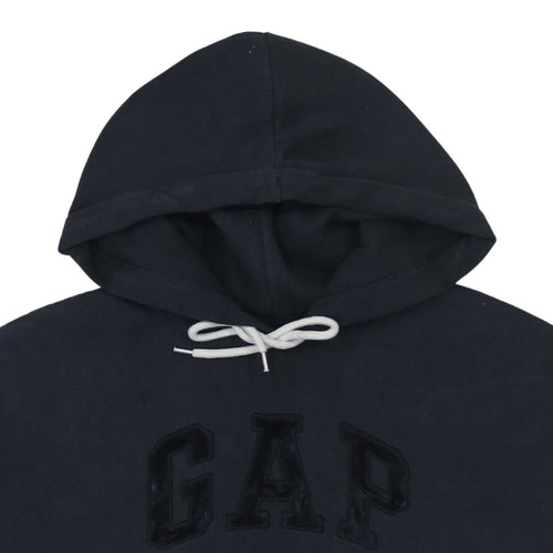 GAP Women Black Small Pullover Hoodie with Logo Detail