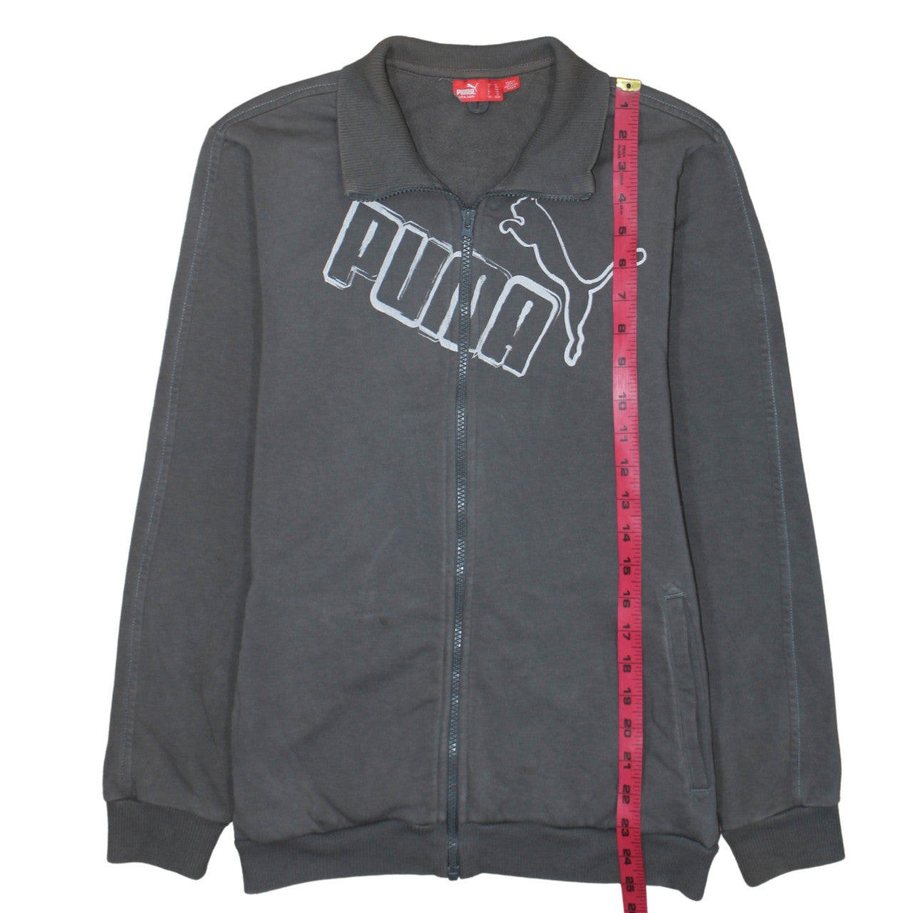 Puma Men's Grey Full Zip Logo Sweatshirt XL Fleece Jacket