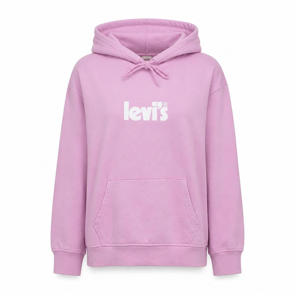 Levi's Women Pink Pullover Hoodie L Logo Cotton Casual Sweatshirt