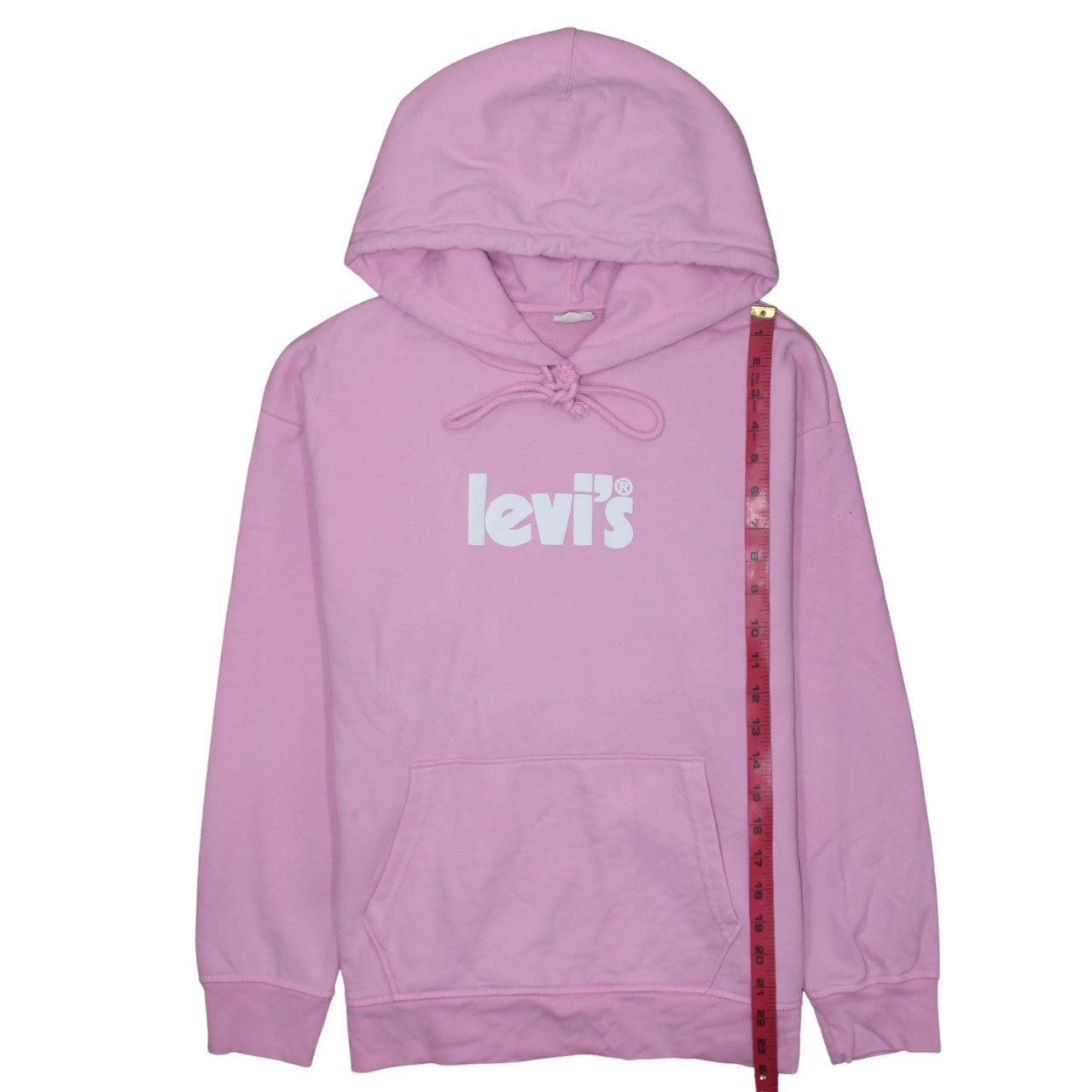 Levi's Women Pink Pullover Hoodie L Logo Cotton Casual Sweatshirt