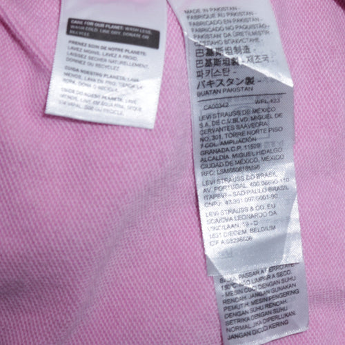 Levi's Women Pink Pullover Hoodie L Logo Cotton Casual Sweatshirt