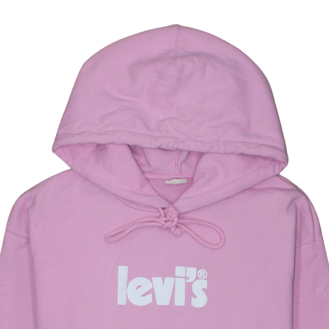 Levi's Women Pink Pullover Hoodie L Logo Cotton Casual Sweatshirt