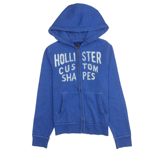 Hollister Men's Blue Full Zip Hoodie Size S Logo Graphic Sweatshirt