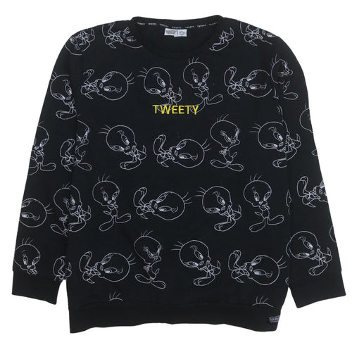 Looney Tunes Women's Black XL Tweety Print Pullover Sweatshirt