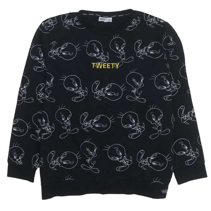 Looney Tunes Women's Black XL Tweety Print Pullover Sweatshirt