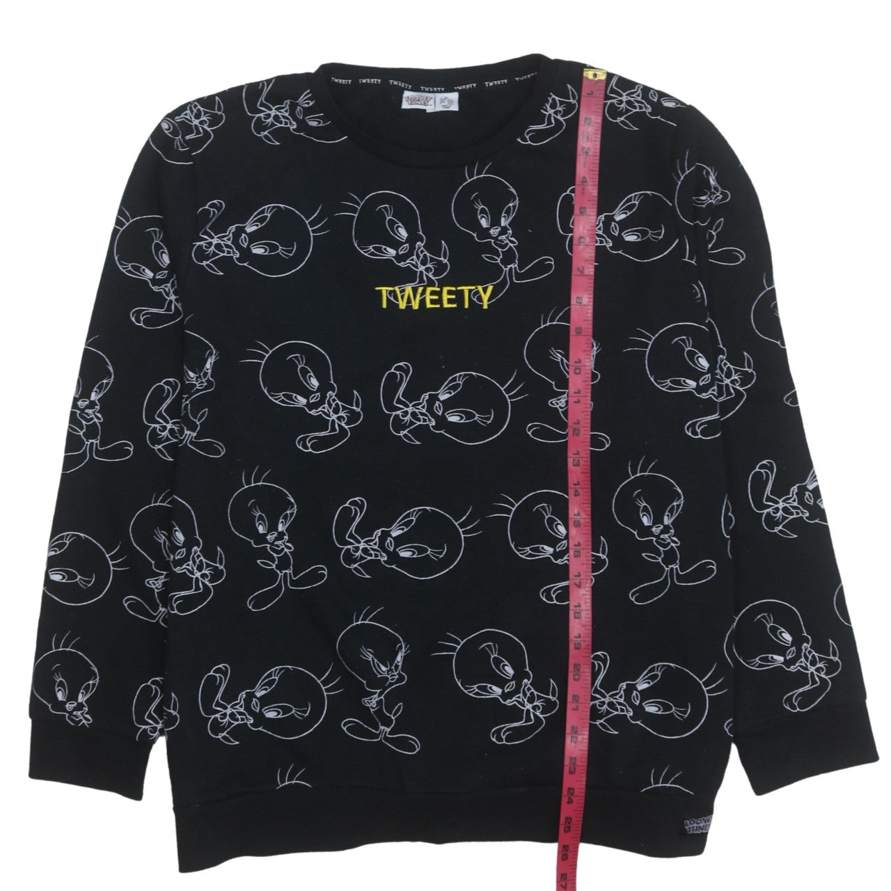 Looney Tunes Women's Black XL Tweety Print Pullover Sweatshirt