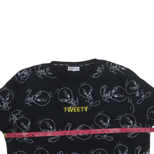 Looney Tunes Women's Black XL Tweety Print Pullover Sweatshirt